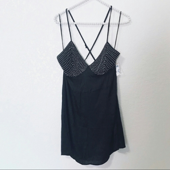 Free People Shooting Star Slip Black Jewelled XS - Picture 2 of 8